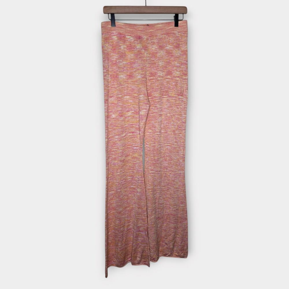 NEW Callahan Knitwear Wide Leg Pull on Pants Pink Orange Women's Med
